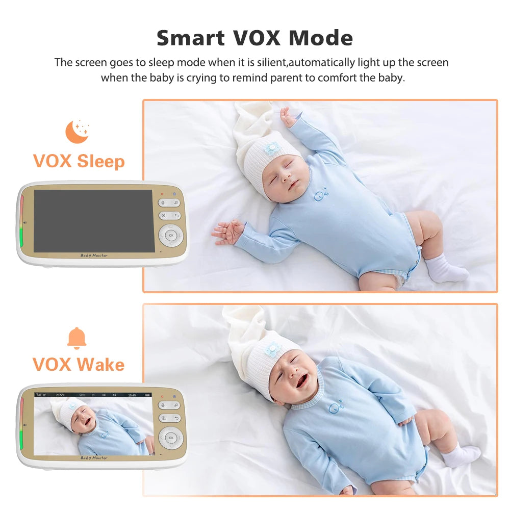 5'' Wireless Baby Monitor Camera 3X Zoom Pan Tilt Video Audio Support Feelbaby Phone APP and LCD Monitor Dual Control BabySitter