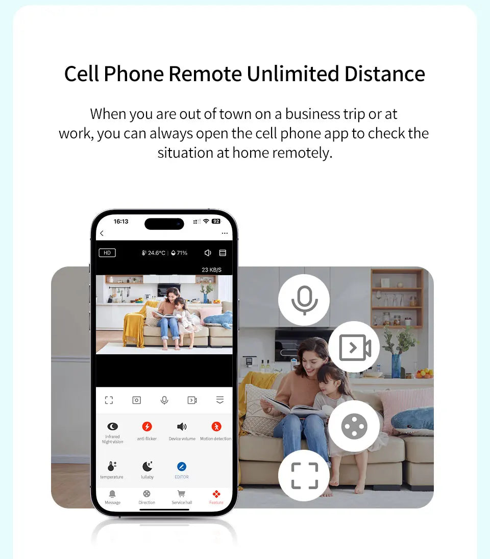 Baby monitor can be connected to mobile phone 5 "Tuya smart WiFi remote video surveillance intercom sound detection camera 1080P