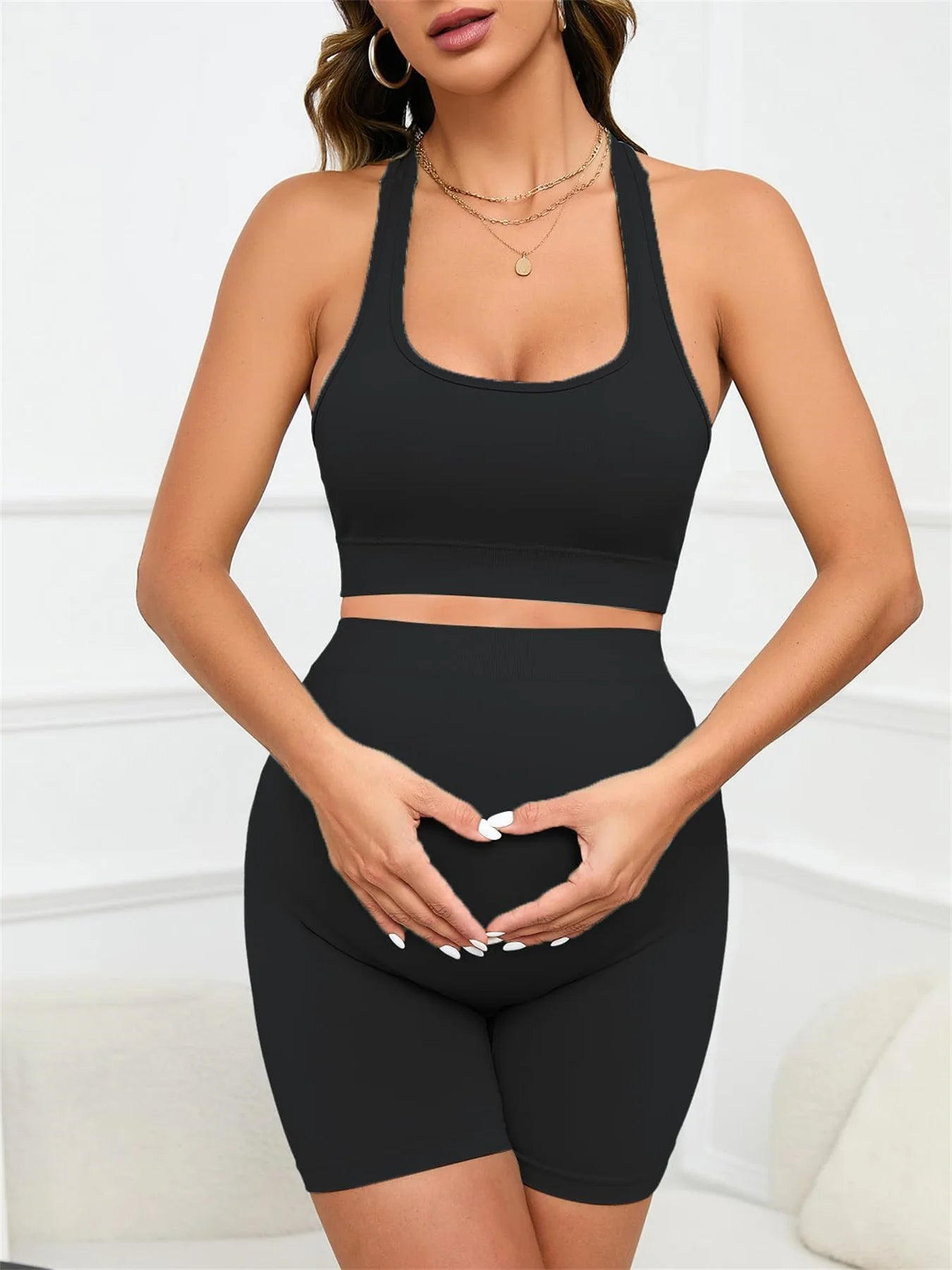 Women's Maternity 2 Piece Outfit Set Bra Shorts for Pregnancy Yoga workout Lounge Wear Sets