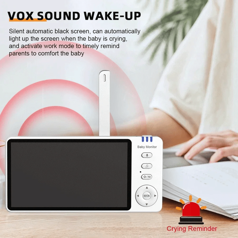 Baby Monitor 5.0inch IPS Screen With Nanny PTZ Camera 2-way Audio Lullaby Camera Babysitter Night Vision Security Bracket