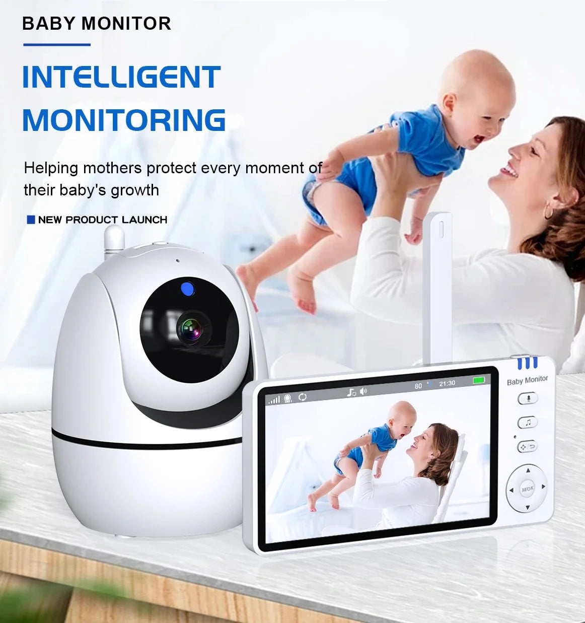 5 Inch Video Baby Monitor With 4X Zoom Babyphone Camera Bebe Nanny Monitors Mother Kid Two Way Audio Night Vision Babysitter