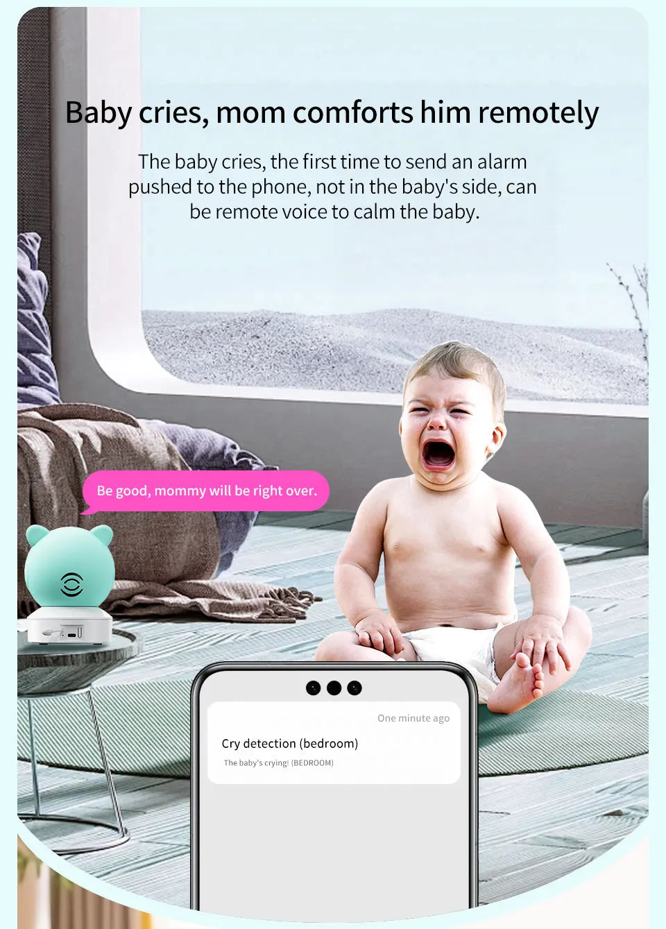 Baby monitor can be connected to mobile phone 5 "Tuya smart WiFi remote video surveillance intercom sound detection camera 1080P