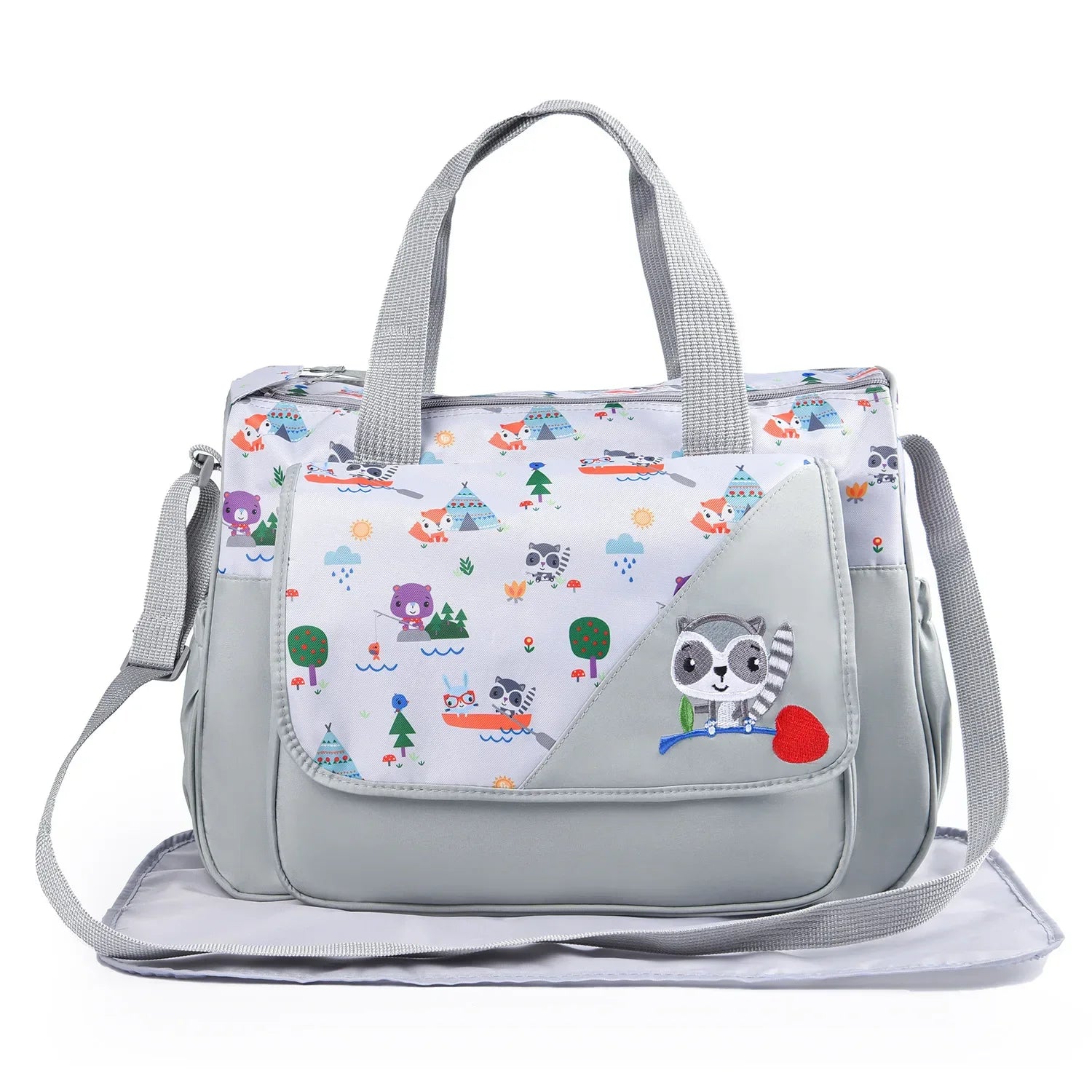 New Multifunctional Mommy Bag (5-Piece Set) - Cute Animal Printed Large Capacity Maternity Baby Diaper Bag Suitable for Travel