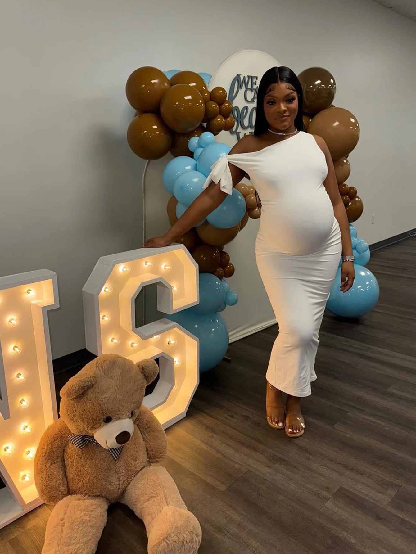 Maternity Summer Dresses Sexy Skew Collar Tie Bodycon Pregnancy Evening Gown for Baby Shower Photoshoot