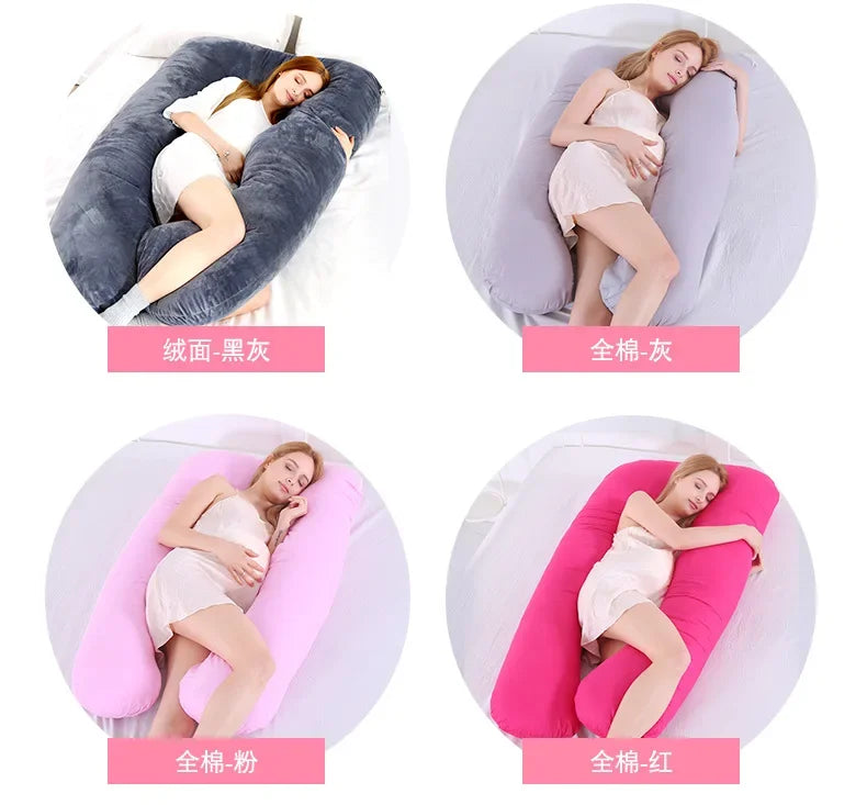Materbity Pillow for Women Cotton Color Matching Removable Washable U-shaped Waist Support Cushion Pillow Maternity Body Pillow