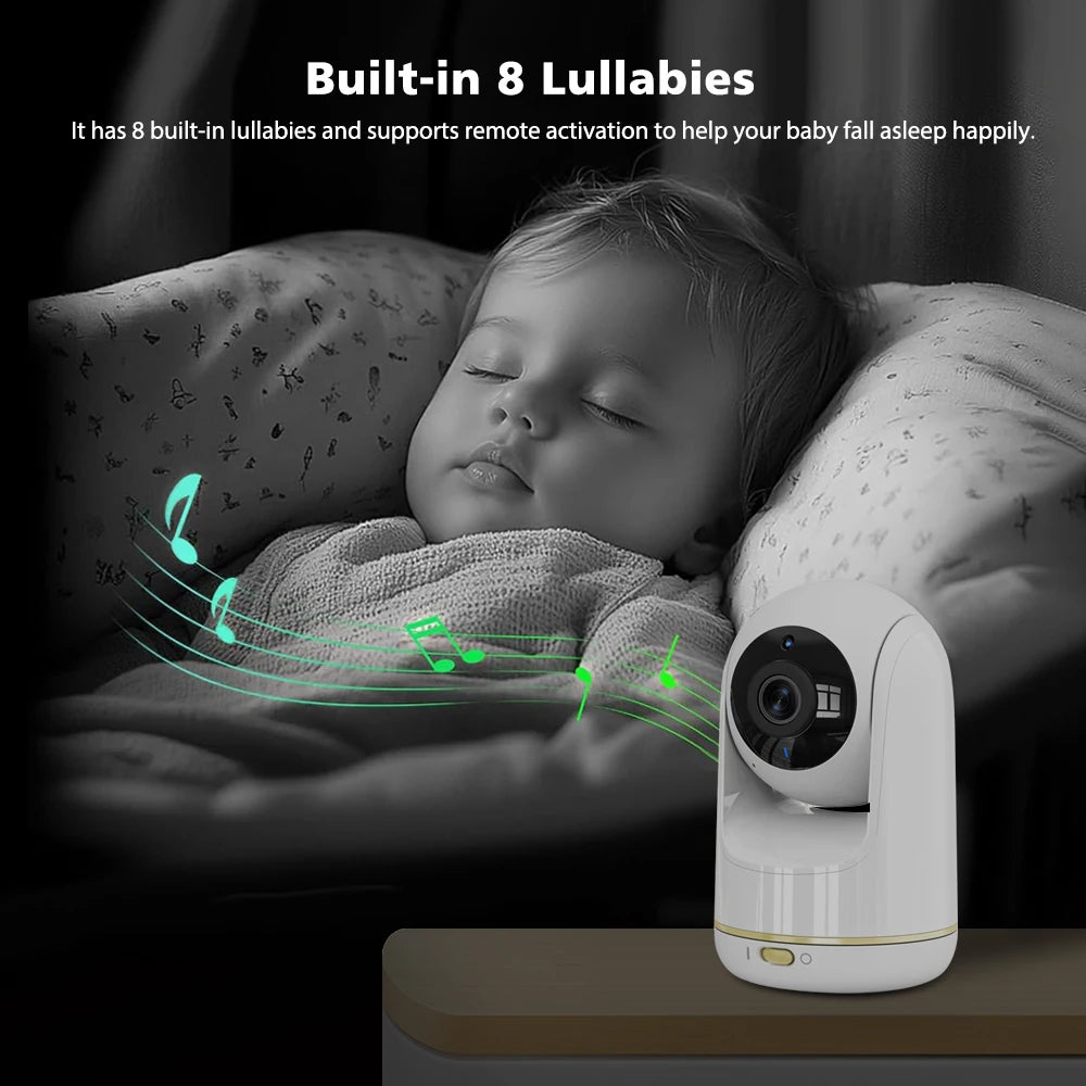 5'' Wireless Baby Monitor Camera 3X Zoom Pan Tilt Video Audio Support Feelbaby Phone APP and LCD Monitor Dual Control BabySitter