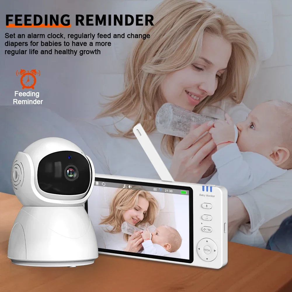 Baby Monitor 5.0inch IPS Screen With Nanny PTZ Camera 2-way Audio Lullaby Camera Babysitter Night Vision Security Bracket