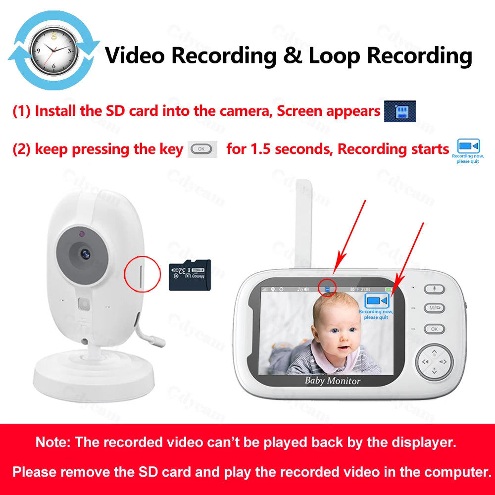 Baby Monitor With Camera  LCD Electronic Babysitter Wireless 2 Way Audio Talk Video Baby Nanny Device Upgraded Caregiver