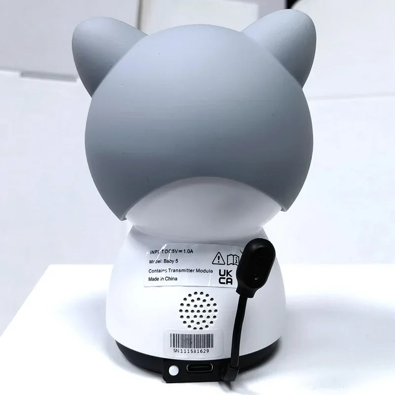 5" Baby Monitor Camera IR Night Vision 360° Rotation with Phone App Motion Monitoring Auto Tracking Bebe Nanny Built in Battery