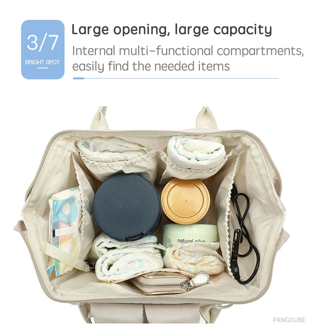 Baby Nappy Bag with 2pcs Stroller Hooks Mummy Bag Backpack Waterproof Outdoor Travel Mommy Maternity Bag for Baby Stuff