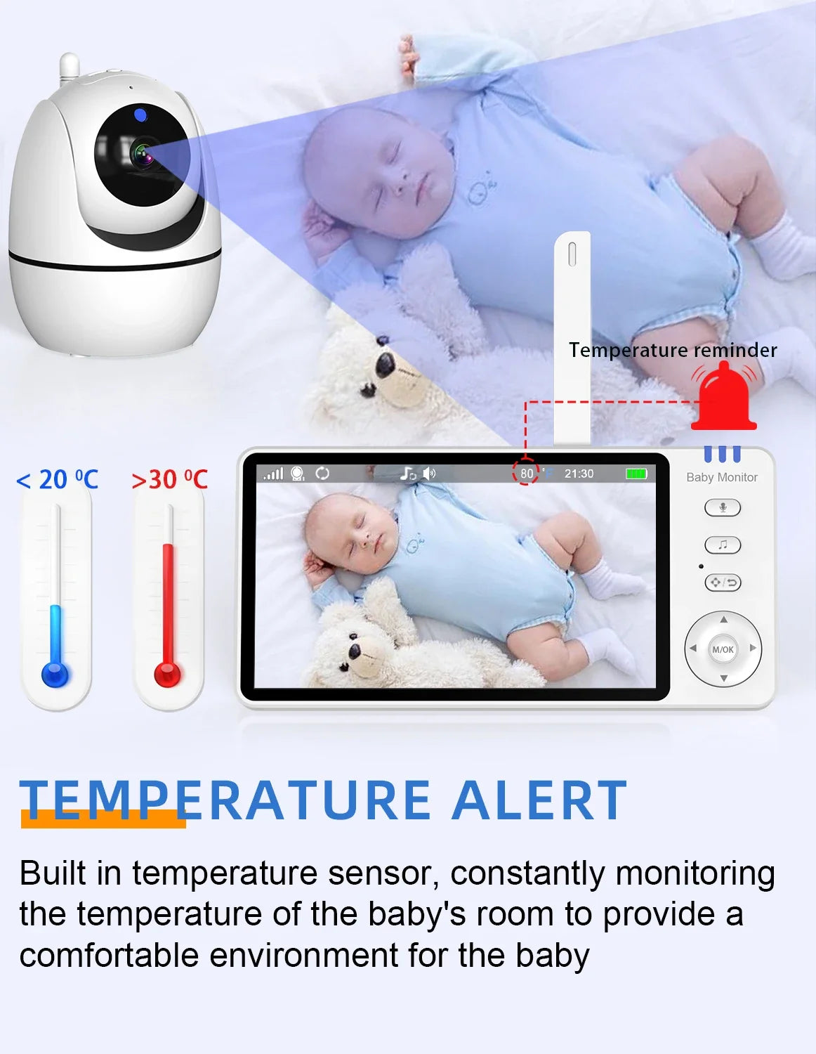 5 Inch Video Baby Monitor With 4X Zoom Babyphone Camera Bebe Nanny Monitors Mother Kid Two Way Audio Night Vision Babysitter