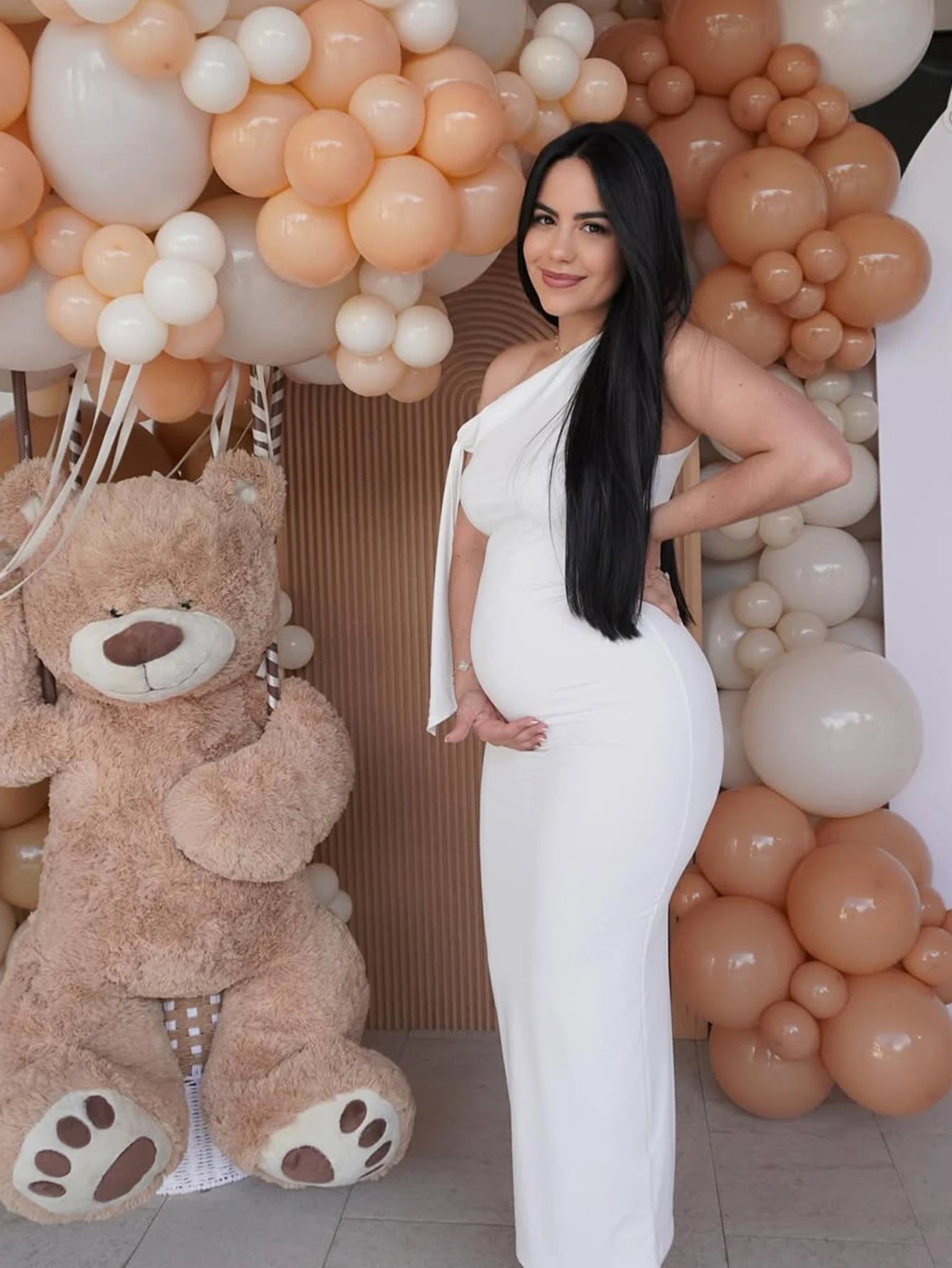 Maternity Summer Dresses Sexy Skew Collar Tie Bodycon Pregnancy Evening Gown for Baby Shower Photoshoot