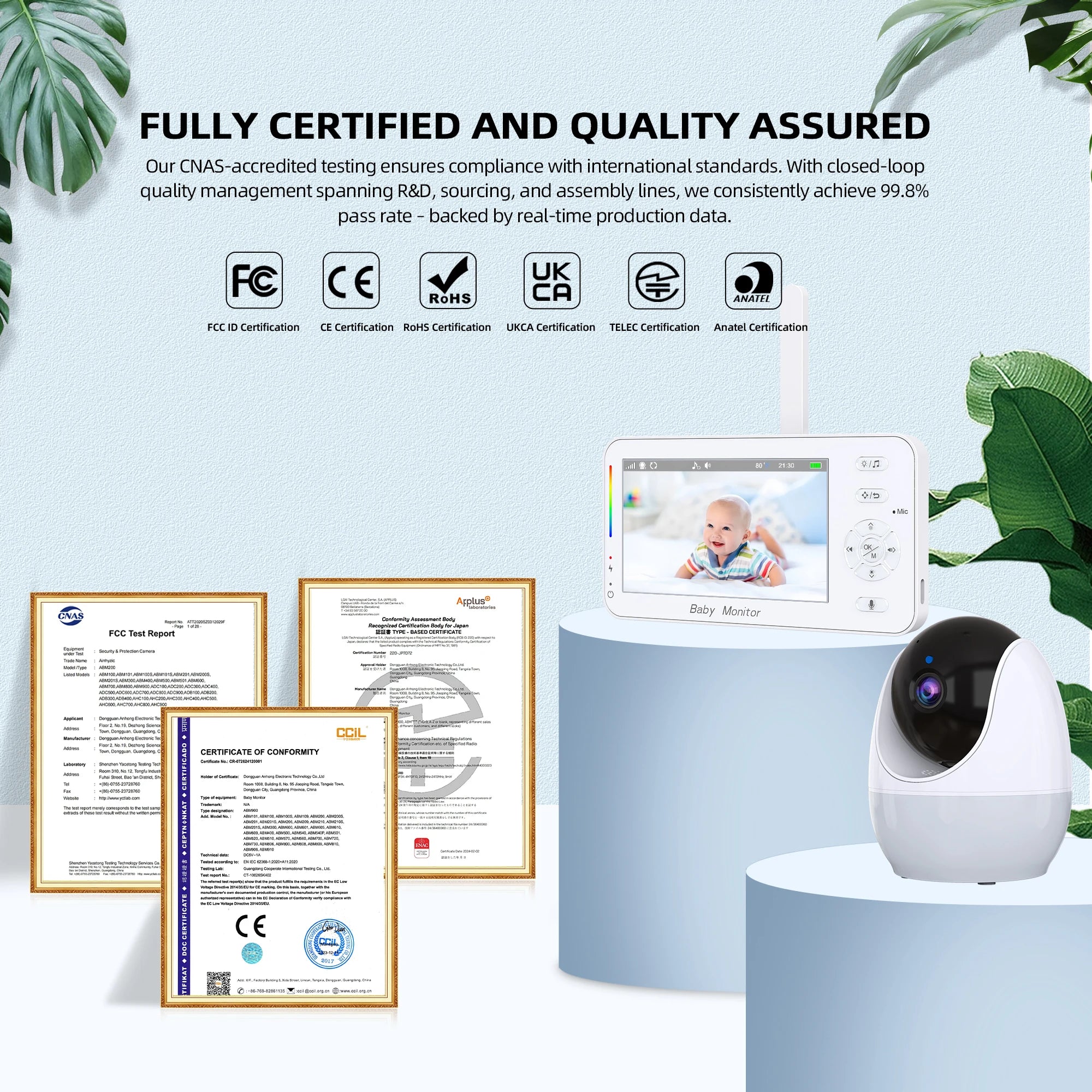 Video Baby Monitor 4.3 Inch Display Screen PTZ IP Camera with Night Light Auto Tracking APP Remote View Control Surveillance