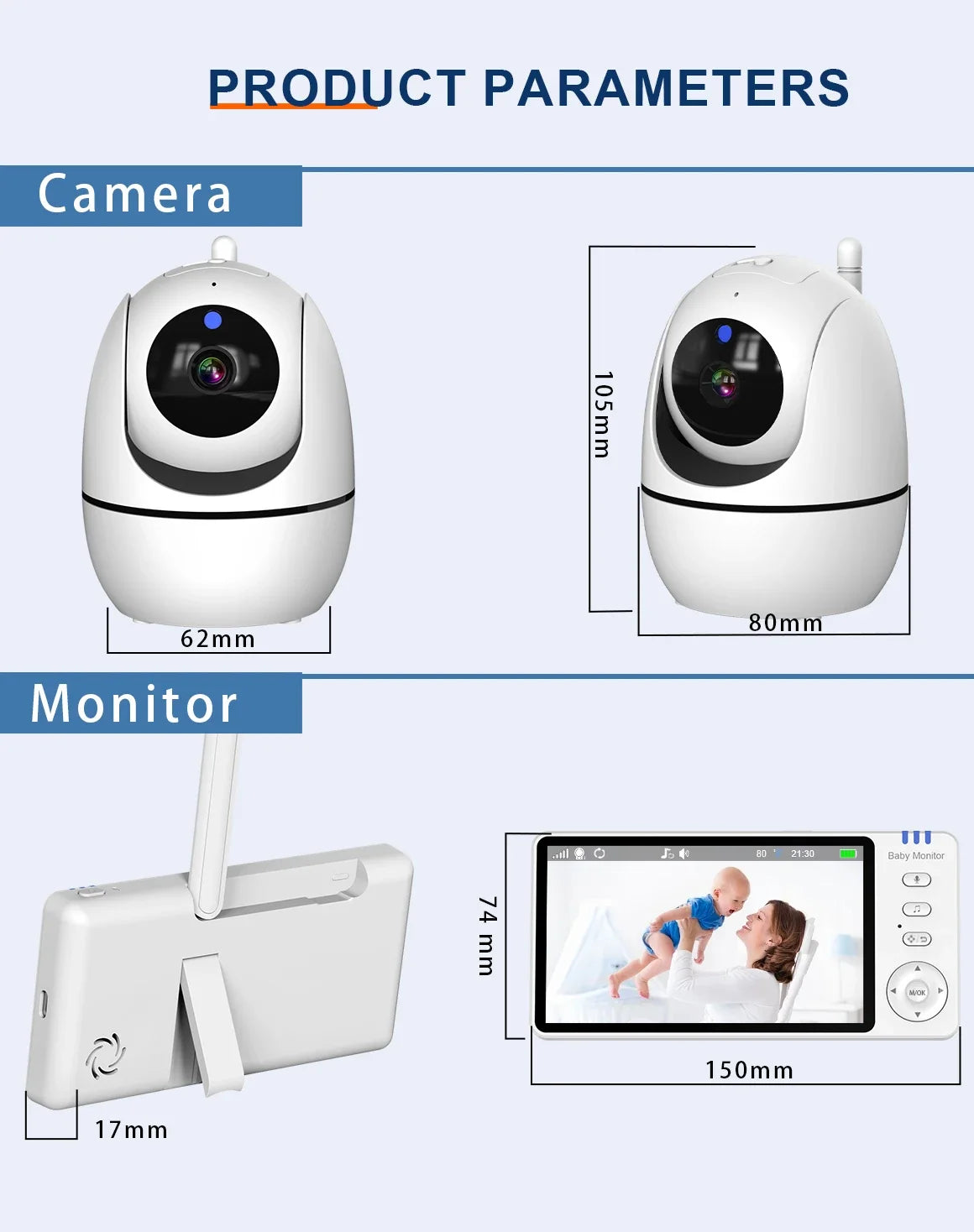 5 Inch Video Baby Monitor With 4X Zoom Babyphone Camera Bebe Nanny Monitors Mother Kid Two Way Audio Night Vision Babysitter