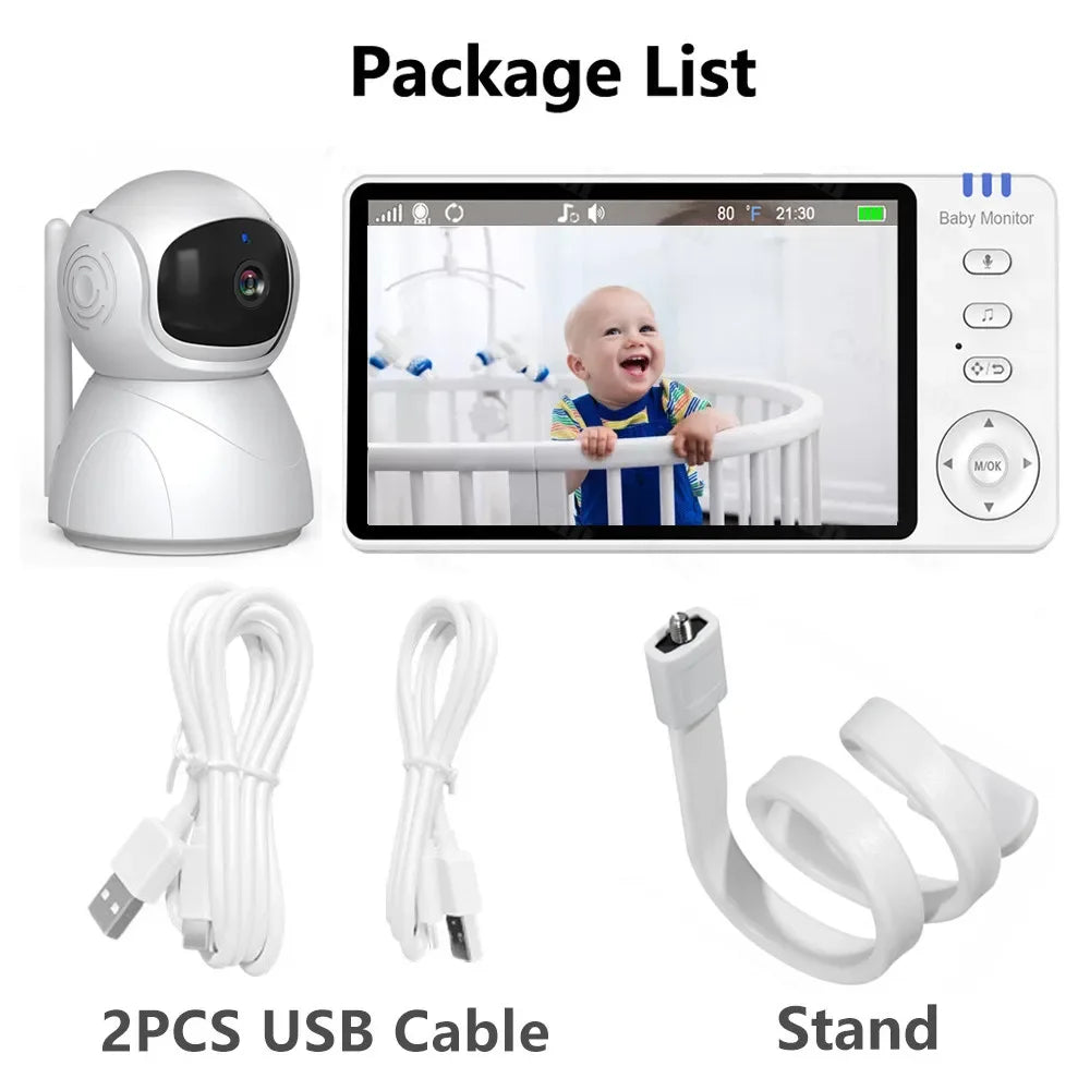 Baby Monitor 5.0inch IPS Screen With Nanny PTZ Camera 2-way Audio Lullaby Camera Babysitter Night Vision Security Bracket