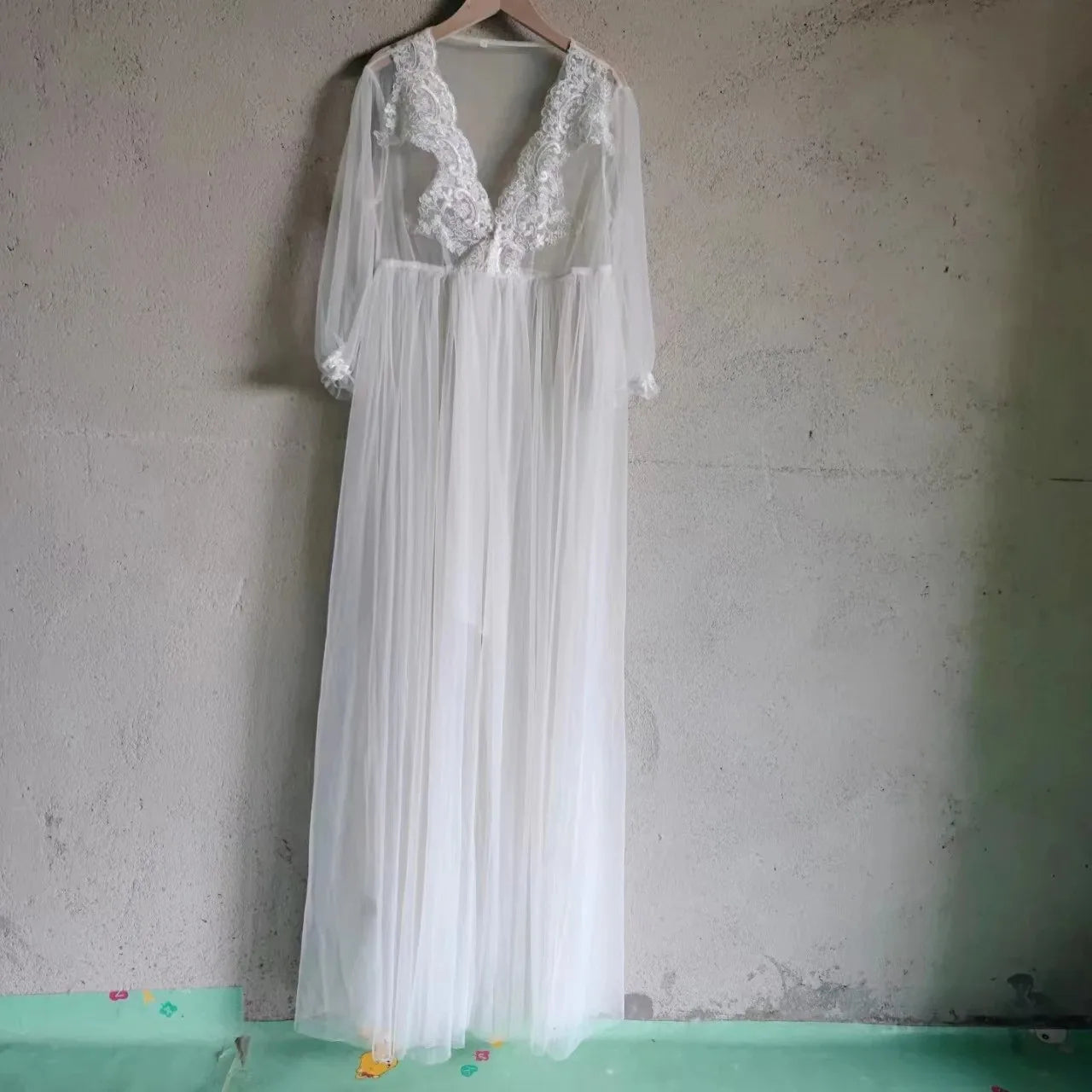 White Photoshoot Dresses  Maternity Women Sexy Tulle V-Neck Split Long Dress For Pregnant Baby Shower Gowns Premama Photo Clothes