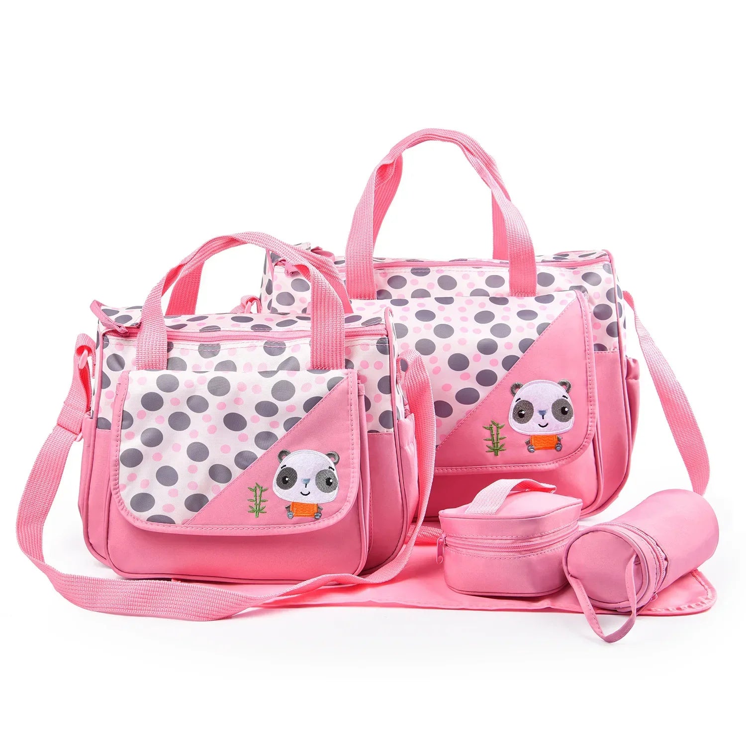 New Multifunctional Mommy Bag (5-Piece Set) - Cute Animal Printed Large Capacity Maternity Baby Diaper Bag Suitable for Travel