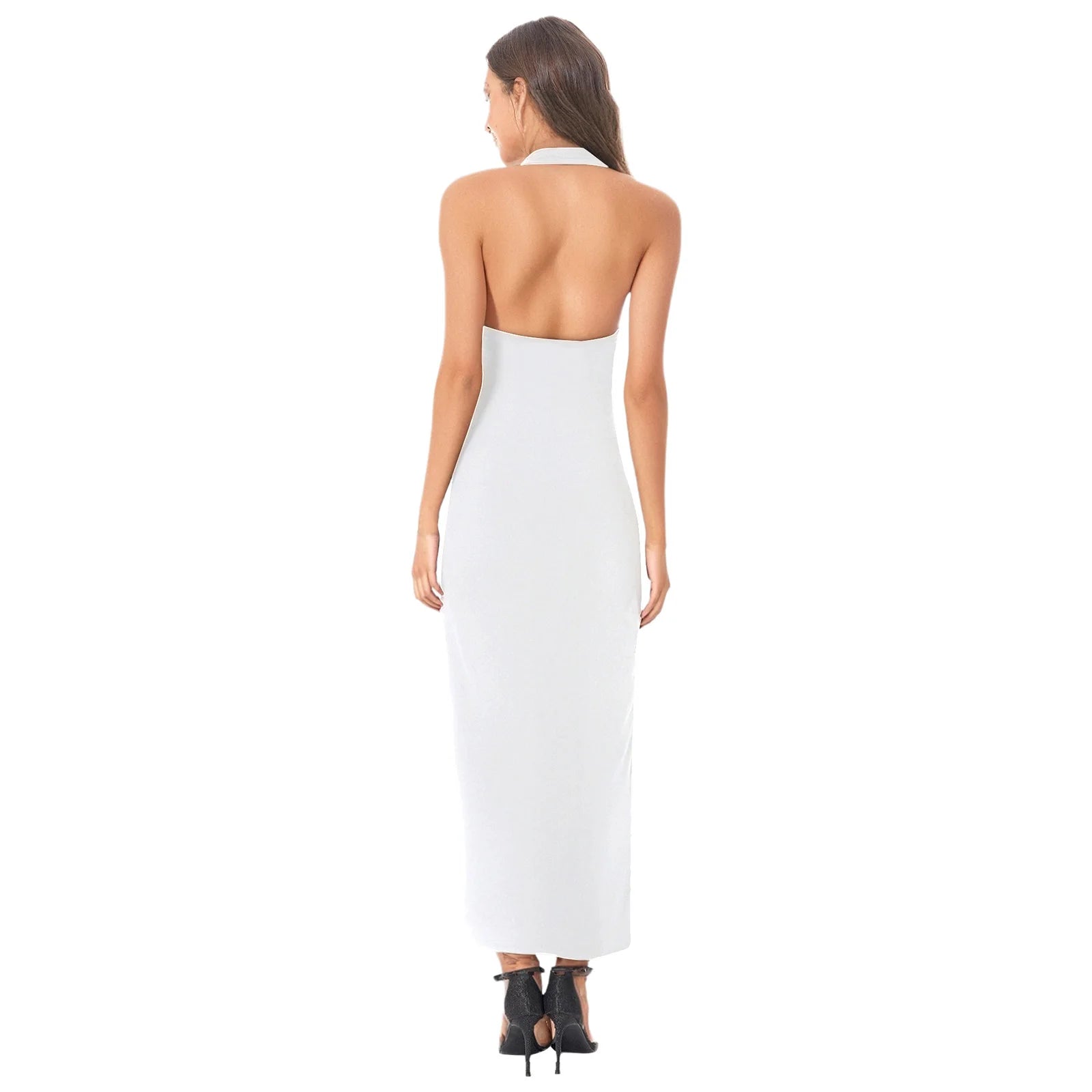 Maternity Photography Dress Halter Sleeveless Cutout Slit Floor-length Pregnant Dresses for Baby Shower Birthday Wedding Party