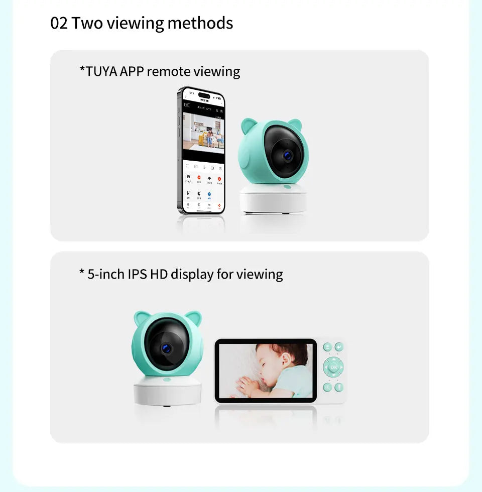 Baby monitor can be connected to mobile phone 5 "Tuya smart WiFi remote video surveillance intercom sound detection camera 1080P
