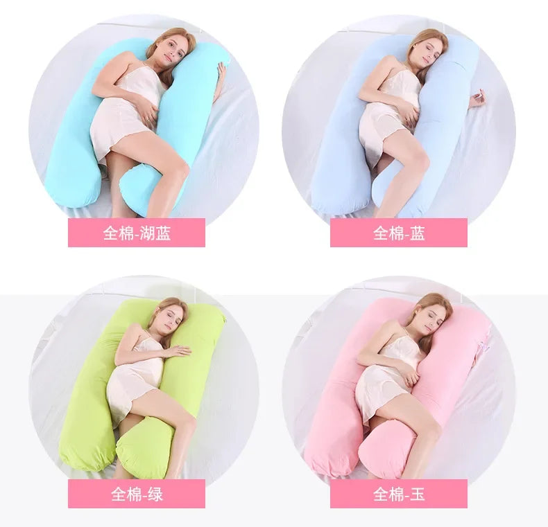Materbity Pillow for Women Cotton Color Matching Removable Washable U-shaped Waist Support Cushion Pillow Maternity Body Pillow