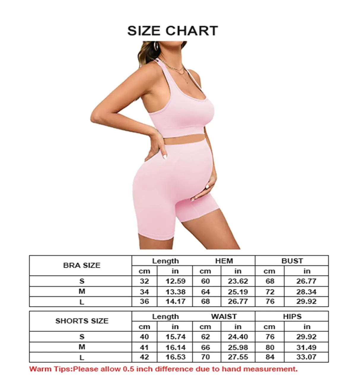 Women's Maternity 2 Piece Outfit Set Bra Shorts for Pregnancy Yoga workout Lounge Wear Sets