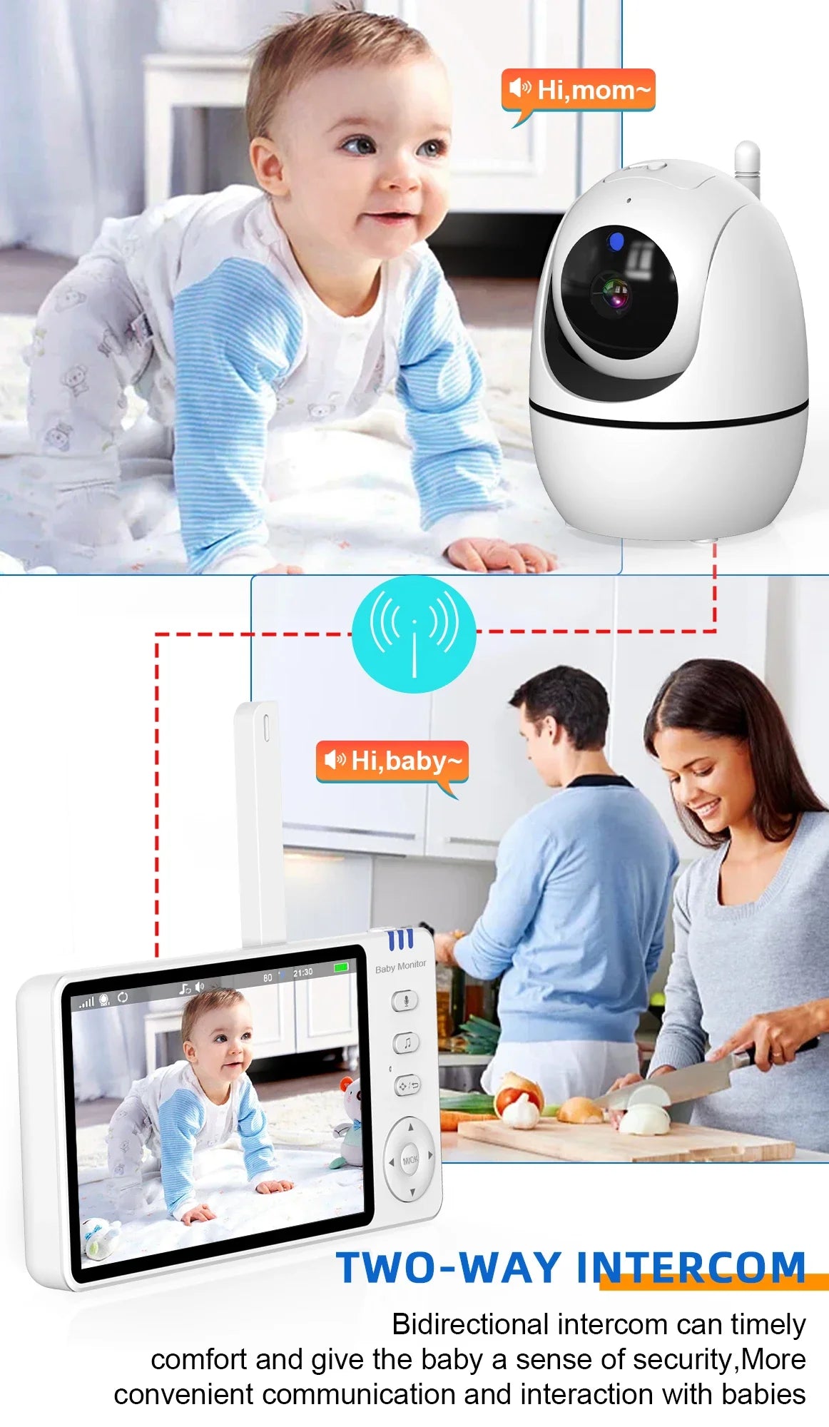 5 Inch Video Baby Monitor With 4X Zoom Babyphone Camera Bebe Nanny Monitors Mother Kid Two Way Audio Night Vision Babysitter