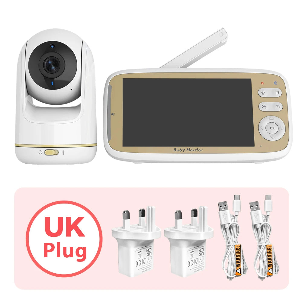 5'' Wireless Baby Monitor Camera 3X Zoom Pan Tilt Video Audio Support Feelbaby Phone APP and LCD Monitor Dual Control BabySitter