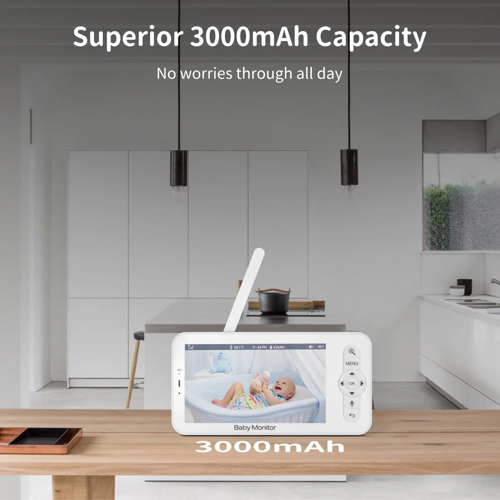 5" Baby Monitor Camera IR Night Vision 360° Rotation with Phone App Motion Monitoring Auto Tracking Bebe Nanny Built in Battery