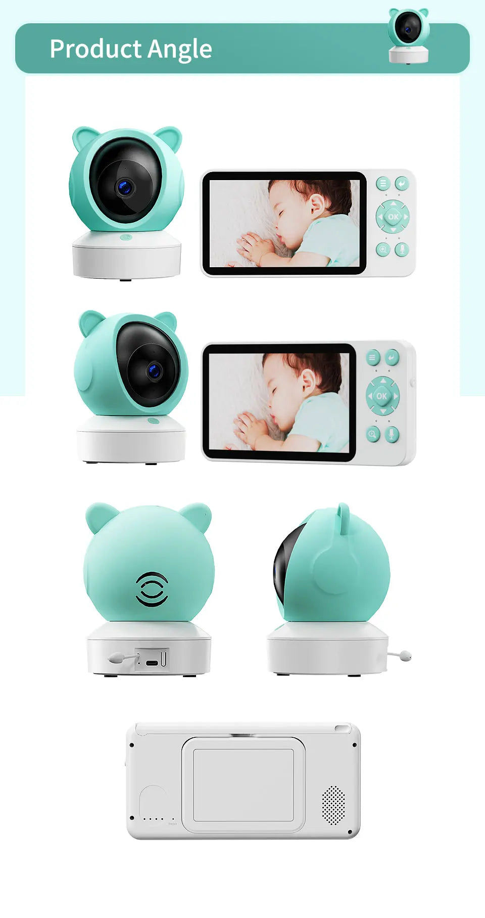 Baby monitor can be connected to mobile phone 5 "Tuya smart WiFi remote video surveillance intercom sound detection camera 1080P