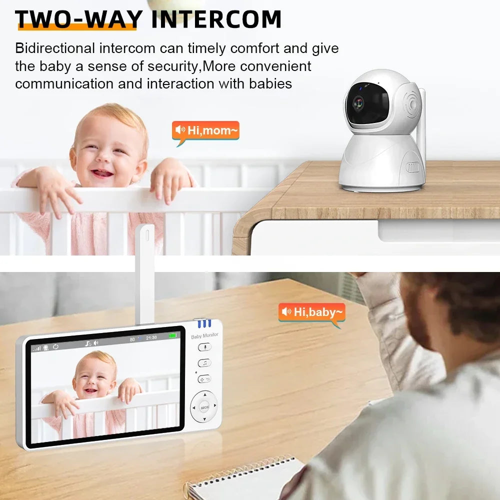Baby Monitor 5.0inch IPS Screen With Nanny PTZ Camera 2-way Audio Lullaby Camera Babysitter Night Vision Security Bracket