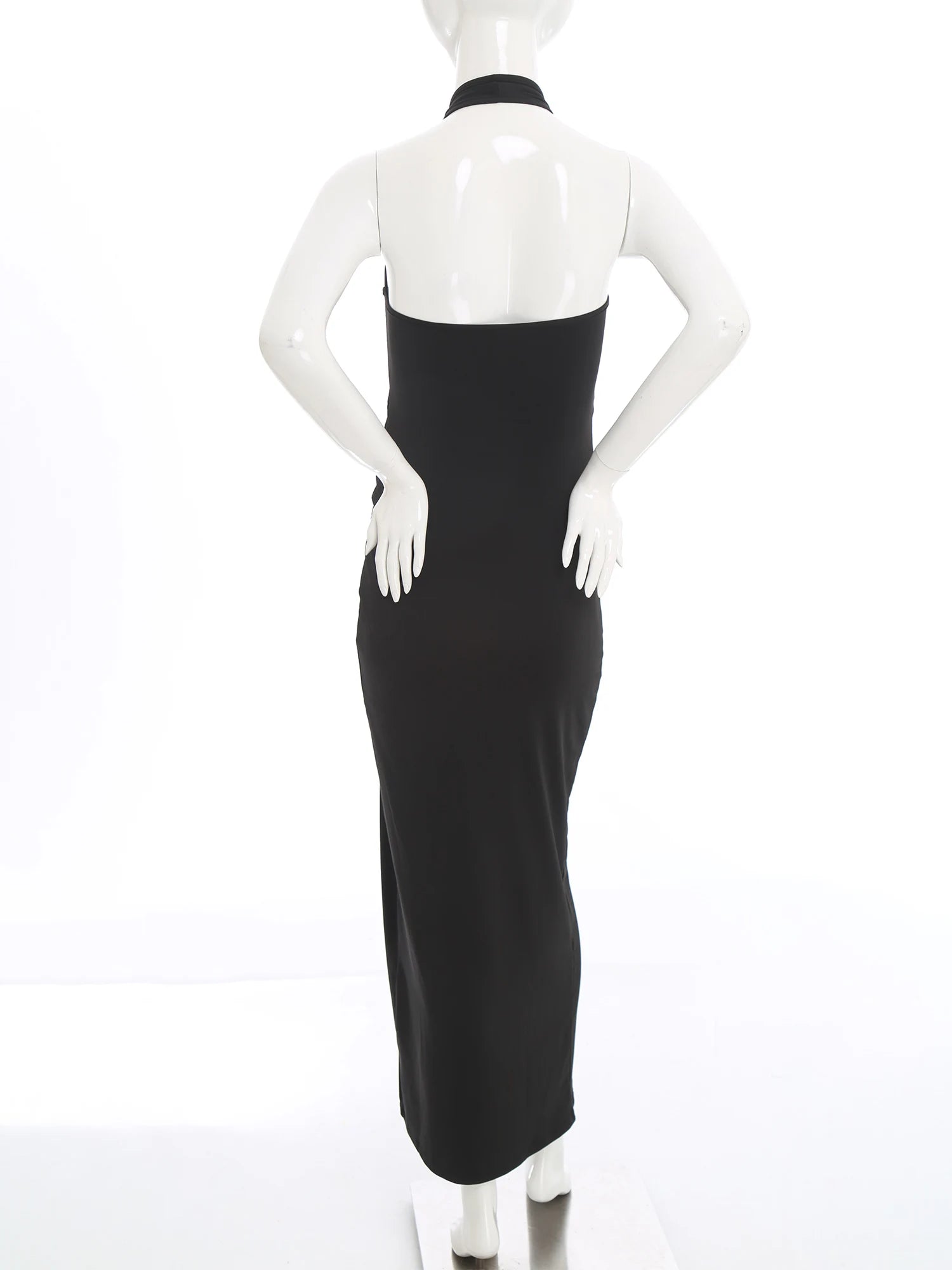 Maternity Photography Dress Halter Sleeveless Cutout Slit Floor-length Pregnant Dresses for Baby Shower Birthday Wedding Party