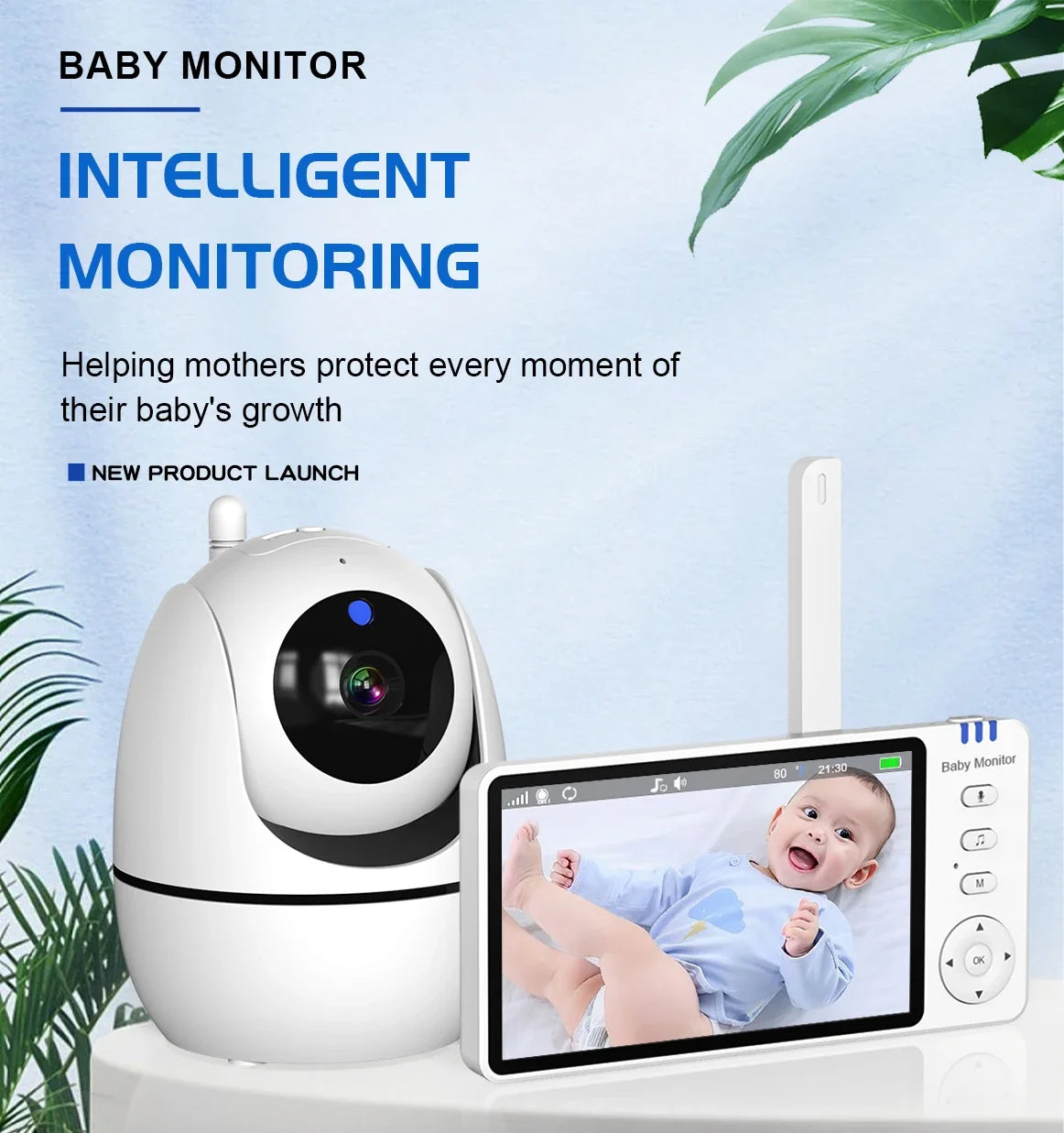 5 Inch Video Baby Monitor With 4X Zoom Babyphone Camera Bebe Nanny Monitors Mother Kid Two Way Audio Night Vision Babysitter