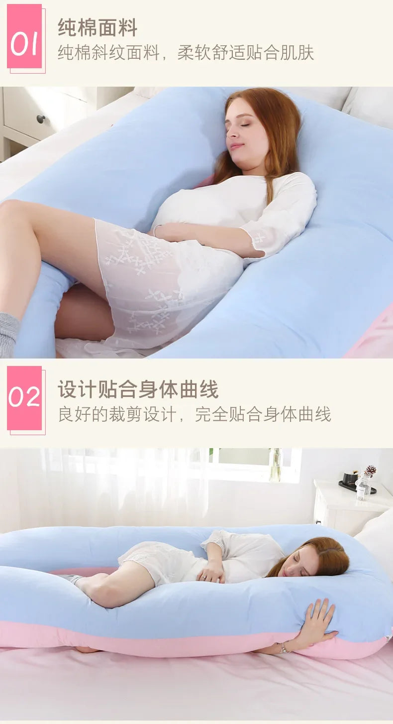 Materbity Pillow for Women Cotton Color Matching Removable Washable U-shaped Waist Support Cushion Pillow Maternity Body Pillow